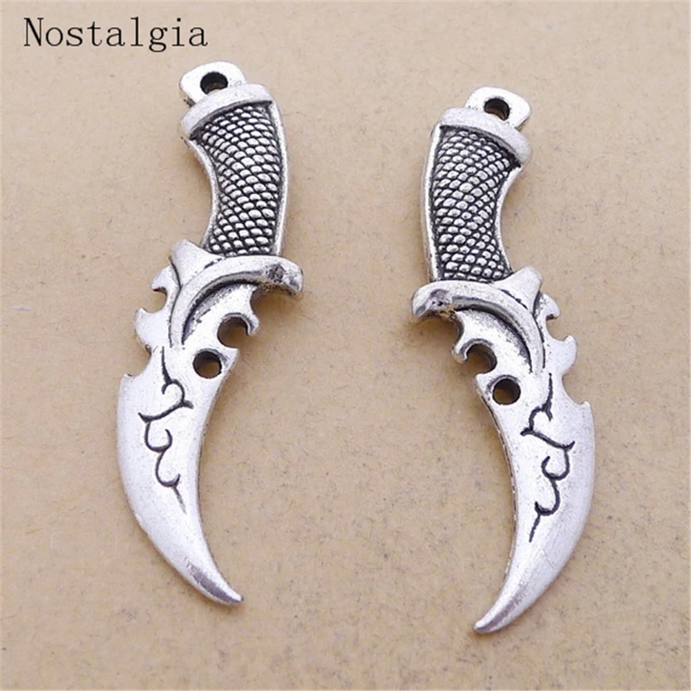 Dagger Charm//Pendant Tibetan Antique Silver 50mm Accessory Jewellery Making