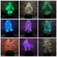 Дропшиппинг Звездные войны 3D светодиодный светильник Звездные войны изменение цвета BB8 Темный Вейдер R2D2 Анакин ночной Светильник Лава атака клонов