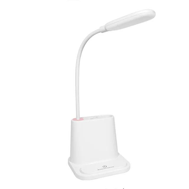 Перезаряжаемая Светодиодная настольная Сенсорная лампа настольная лампа USB Регулируемая лампа для чтения для детей с держателем ручки для телефона, белый - Цвет корпуса: White