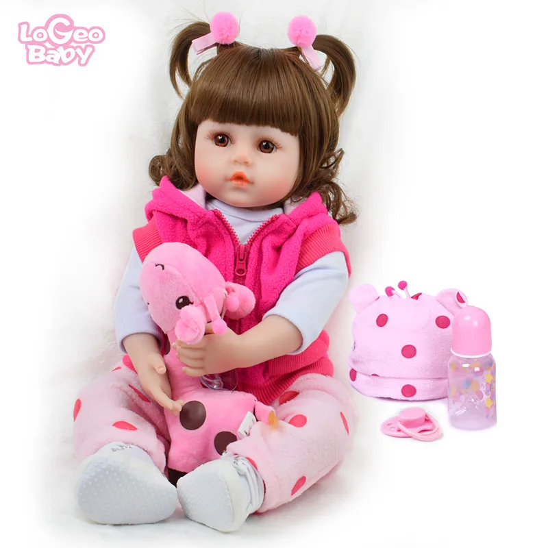 Logeo Baby bebes кукла-реборн 58 см, мягкая силиконовая кукла-Реборн, комплект одежды, прекрасные реалистичные детские игрушки, подарок, кукла-сюрприз - Цвет: 48cm doll