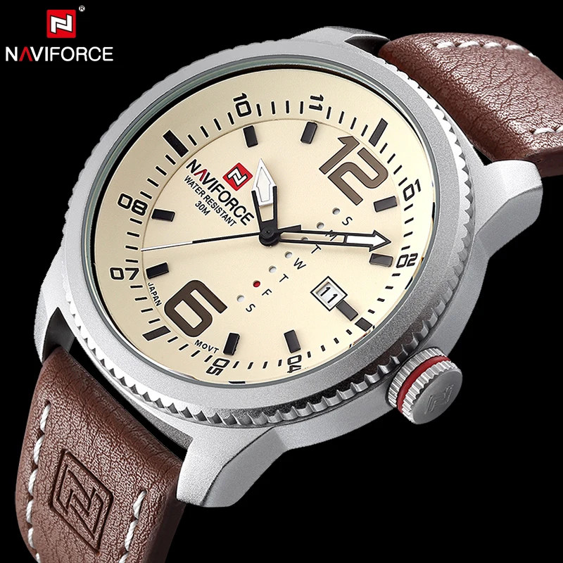

NAVIFORCE Original Luxury Brand Date Quartz Watch Men Casual Military Sports Leather Wristwatch Waterproof Relogio Masculino