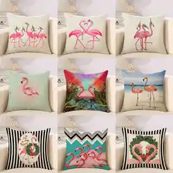Хлопок, лен, декоративный бросок наволочка Цветочные Птица квадратные подушки охватывает подушка "фламинго" крышка