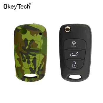 

OkeyTech 3 Buttons Silicone Car Key Cover Case For Kia RIO K2 K5 Sportage Sorento For Hyundai i20 i30 i35 iX20 Solaris Verna