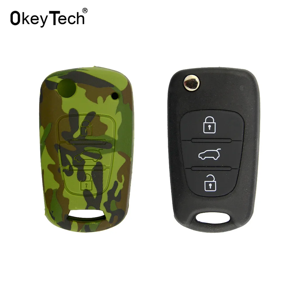 OkeyTech 3 кнопки силиконовый чехол для автомобильного ключа Kia RIO K2 K5 Sportage Sorento Hyundai i20