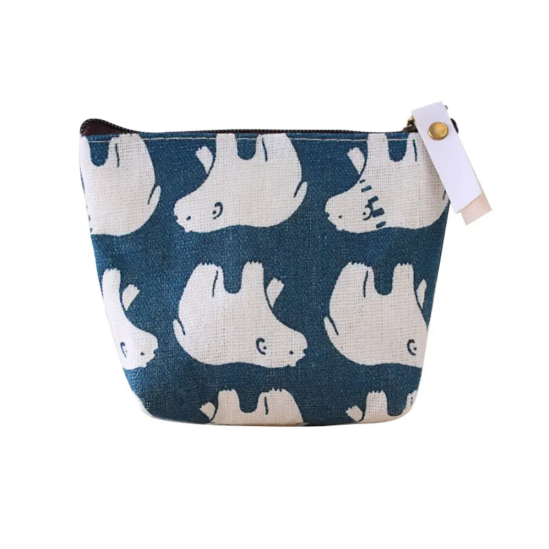 

New 2019 Unisex Men Women Flower Mini Small Fresh Animal Canvas Dollar Change Coin Purse Zipper Wallets ID Credit Card Pouch