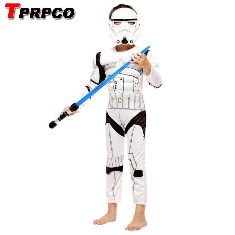 

TPRPCO Star Wars Clone Trooper White Soldiers Storm Commando Boy Muscle Cosplay Costume Superhero Costume Kids Halloween N127