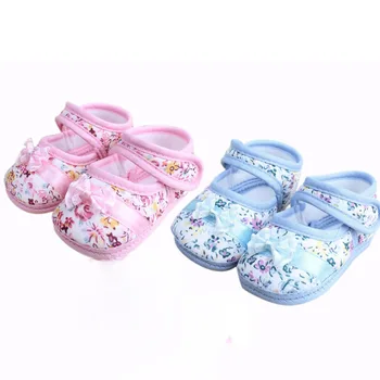 

New Fashion Creative Newborn Baby Girls First Walkers Shoes Soft Crib Shoes High Quality Floral Bow knot Cotton Shoes Crib Shoes