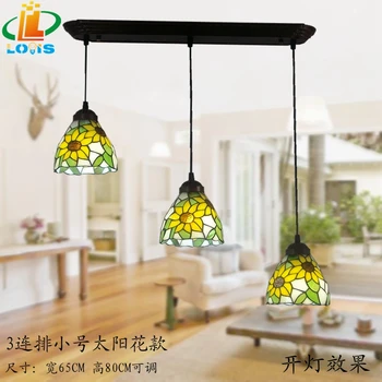 

Free shipping sunflowers 3 linked table rectangular glass chandelier Tiffany lighting American Bar cafe shop lighting hanglampen