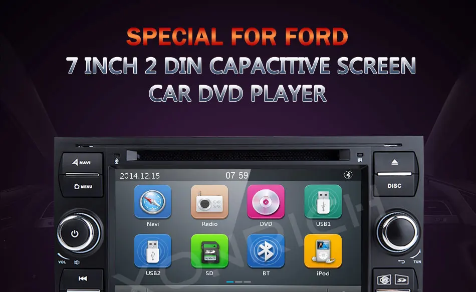 Best 2 din Car DVD Player Multimedia For Ford Fiesta Ford Focus 2 Mondeo 4 C-Max S-Max Fusion Transit Kuga AutoRadio GPS Navigation 0