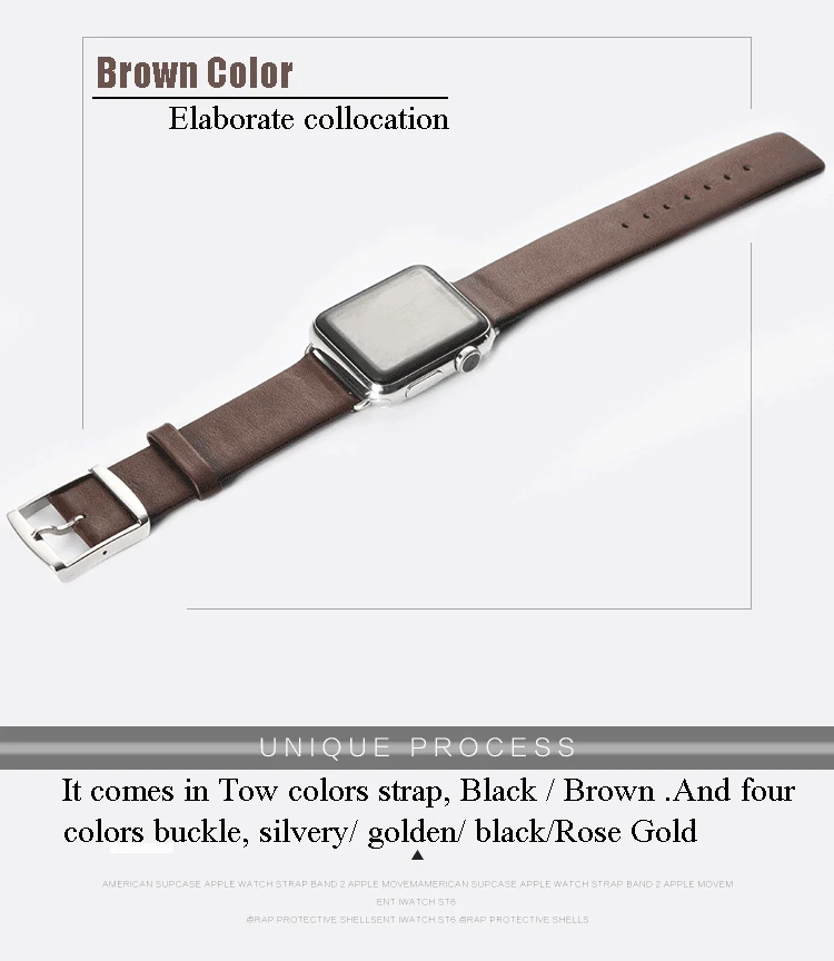 Ремешок для часов подходит для всех Apple Watch серии 38 мм 42 мм iwatch ремешок 2 цвета черный коричневый для женщин/мужчин ремни высокое качество