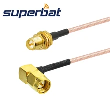 Superbat RF коаксиальный кабель SMA охватываемый вилка правый угол для RP-SMA со штекера на гнездо RG316 40 см антенна Wi-Fi Удлинительный кабель