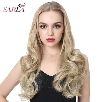 

SARLA 20'' Curly U Part Half Wig For Black Women Blonde Synthetic Hair Wigs Hair Extension Clip ins Kosher Wig UW10