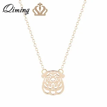 10pcs Pug Pendant Animal Dog Necklace Silver Chain Charm Christmas Gift For Pet Lovers Women Dog Jewelry Wholesale