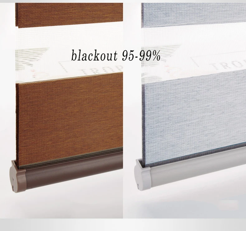 Gris moderno 100% Blackout Zebra enrollable persianas completo Blackout cortinas personalizadas para sala de estar Oficina Blanco marrón JR1003
