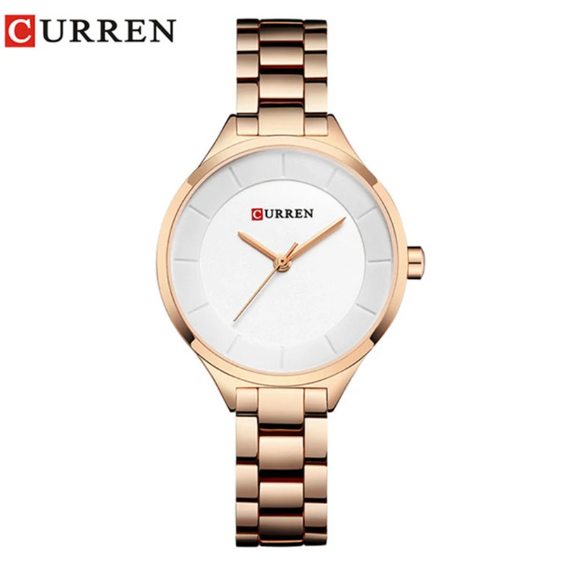Curren 9015 Для женщин часы Роскошные бело-золотые полный Сталь платье ювелирные изделия Кварцевые часы Дамская Мода Элегантные часы Relogio Feminino