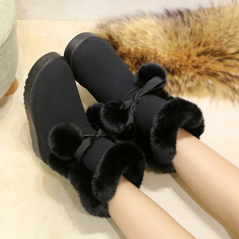 Зимние сапоги; новые модные женские милые плюшевые теплые ботильоны; женская обувь; повседневная обувь на плоской подошве; женская обувь; botines mujer;
