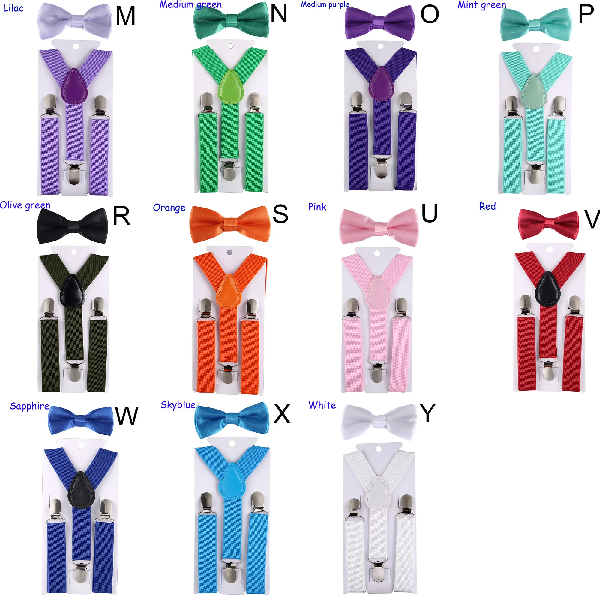 Детские одноцветные подтяжки и галстук-бабочка для малышей, комплект с подтяжками для маленьких мальчиков и девочек