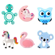 Тыры. Ху 1 шт пищевая Сова Фламинго животное кулон силиконовый бисер ребенок прорезывание зубов ожерелье кормящих BPA бесплатно DIY ювелирных изделий