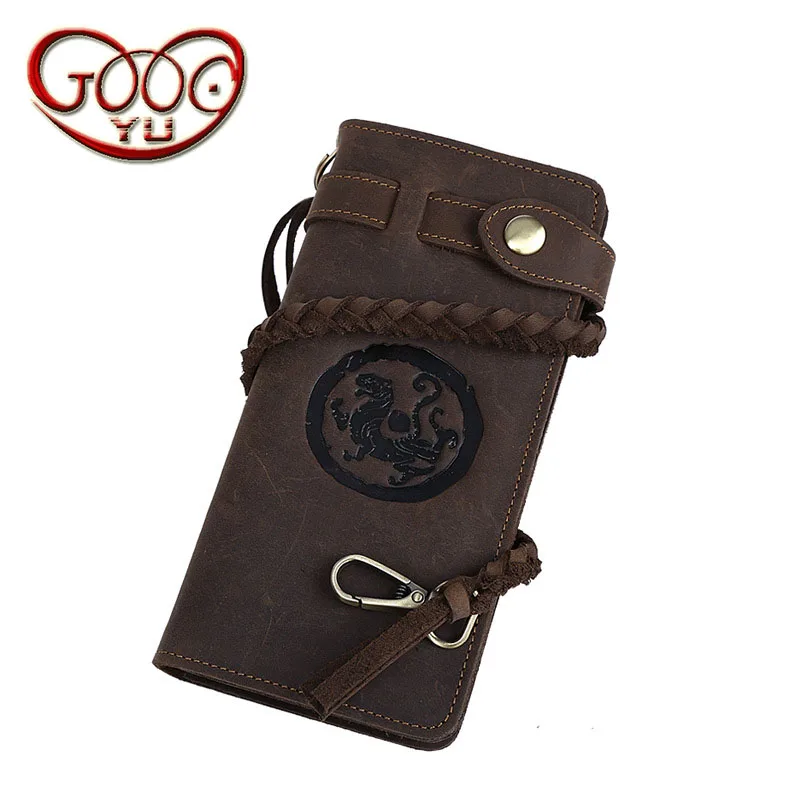 

Europe and the United States tide retro Crazy Horse ethnic long paragraph multi-card purse vertical square leather multi-layer c