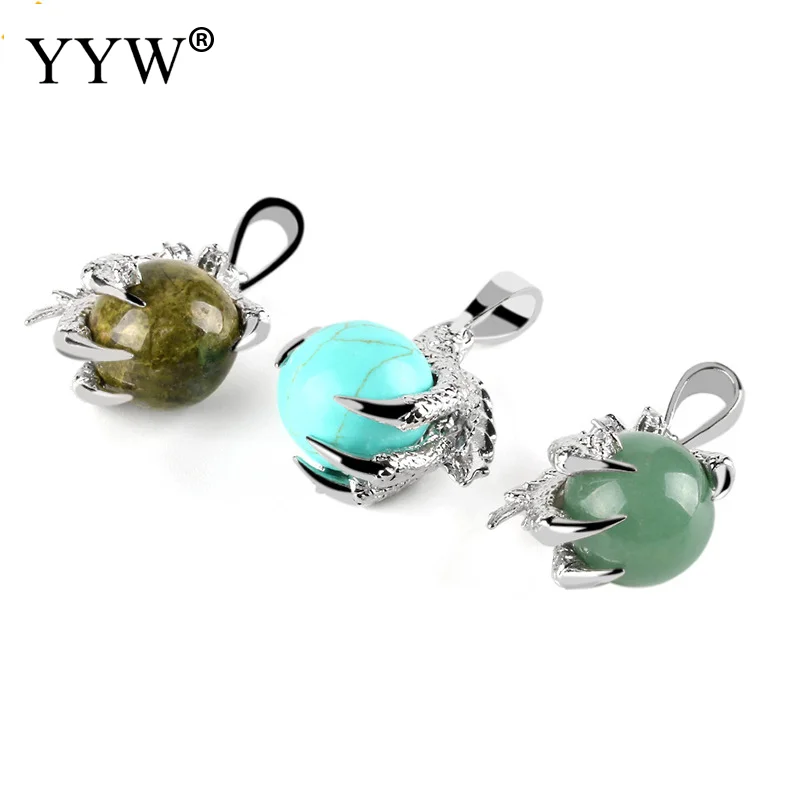 

YYW Natural Stone Dragon Claw Pendants For Necklace Pink Quartz Tiger Eye Green Aventurine Reiki Jewellery Charms Pendulum 2019