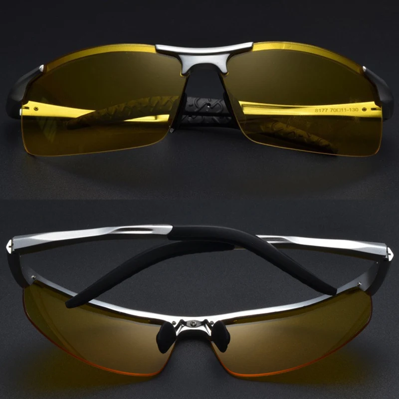 2019 Aluminium Polarized Night Driving Sunglasses Men Yellow Lens Glare Block Anti-Glare Vision Glasses Goggles | Аксессуары для
