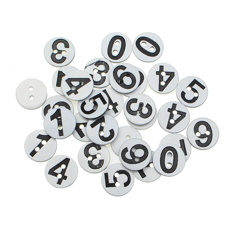 

100Pcs Mixed Round Number Wooden Sewing Buttons For Kids Clothes Scrapbooking Decorative Crafts Needlework DIY Accessories