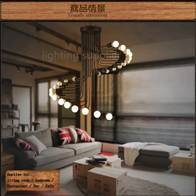 Us 194 99 22 Off Loft Modern Pendant Light Iron Minimalist Spiral Staircase Lamp Drop Lighting Fixture For High Ceiling Office Shop Bar Cafe In