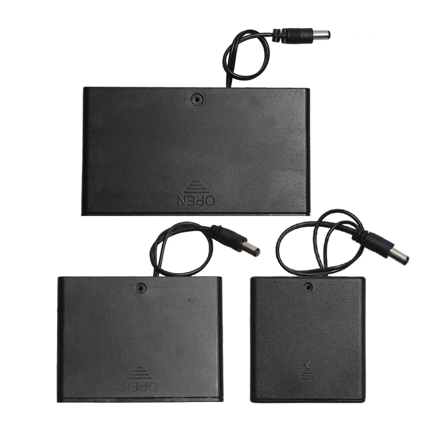 

1PCS 4X 6X 8X AA Battery Case Storage Holder Black Plastic With DC Plug Wire&Cover for Aa Battery Holder DIY