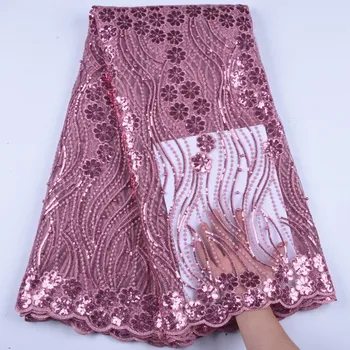 

Latest Nigerian Tulle Lace 2019 French Net Sequins Lace Fabric For Nigerian Wedding Embroidery African Lace Fabric A1633