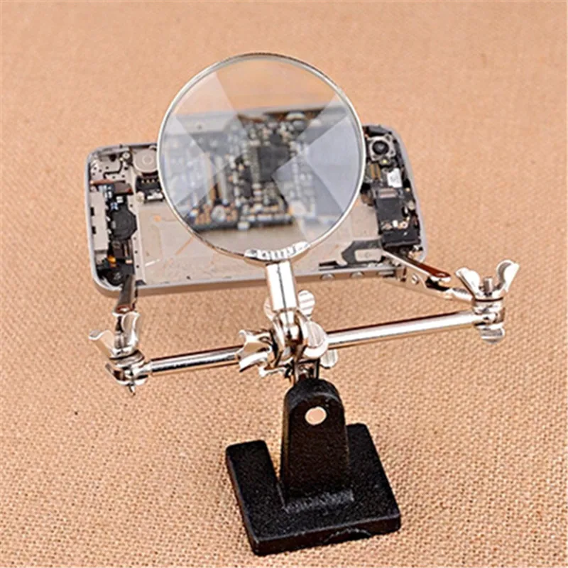 

5X Desktop Magnifier Helping Hand Soldering Lentes Lupa Clamp Alligator Auxiliary Clip Standing Magnifying Workstation