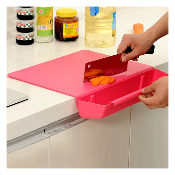 

1Pcs Two-in-one Multi-function Green safety Chopping block Belt collecting function thickening PP chopping board Kitchen