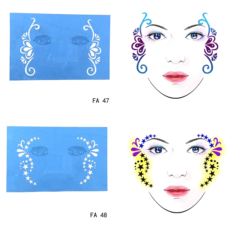 2 шт. инструменты для макияжа Лица Фестиваль макияж мягкое лицо трафарет под краску тело искусство шаблон аэрограф трафареты для картин для DIY дизайн вечерние