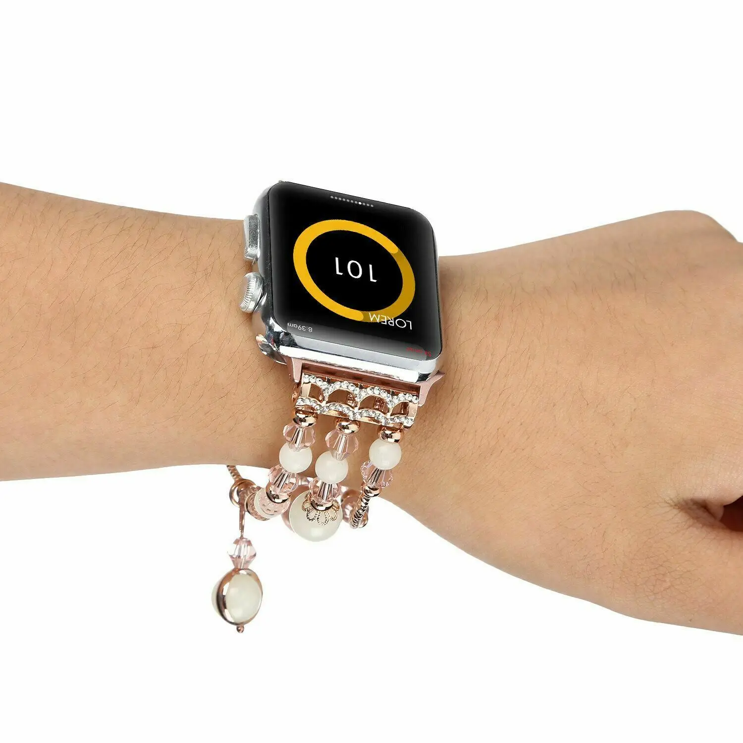 Браслет на запястье с жемчужиной ремешок для Apple Watch полосы 44/42mm серии 4 3 2 1 браслет ручной работы Для женщин девочек Замена 38 мм 40 мм диапазона