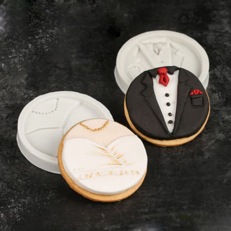 

Wedding Dress & Suit Mould Silicone Mold Fondant Cake Decorating Tool Gumpaste Sugarcraft Chocolate Forms Bakeware