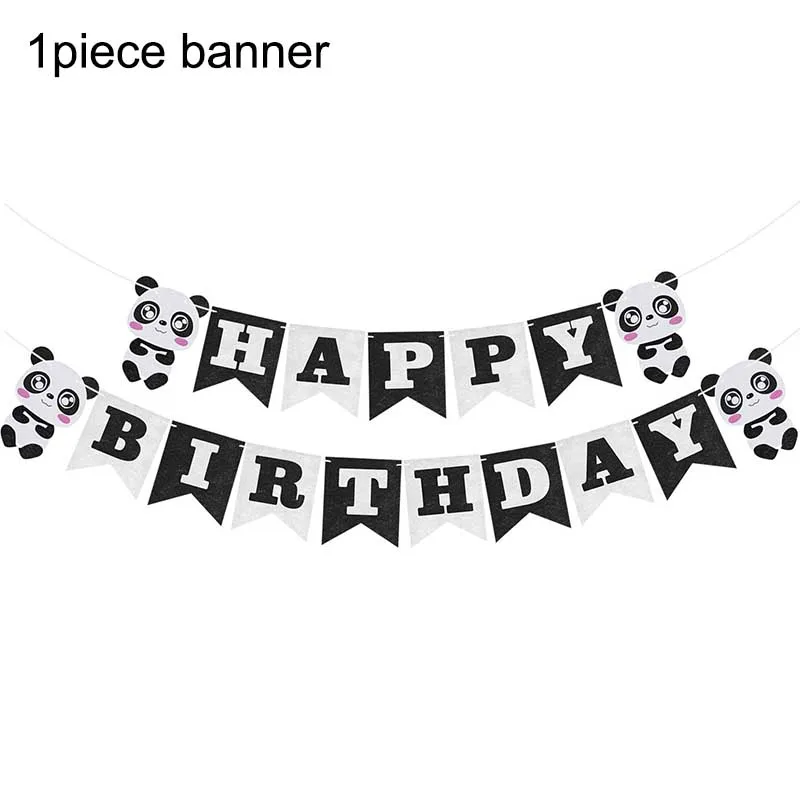 Panda HBD Banner Панда вечерние прогулочные животные шарики с пандой Happy День рождения украшения дети скатерть Бумага тарелки салфетки расходные материалы - Цвет: Panda HBD Banner