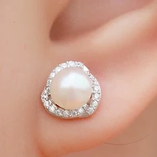 Fashion jewelrey accessories elegant wedding 18k Pt plated CZ diamonds rhinestone imitated pearl earrings for women lovers gift