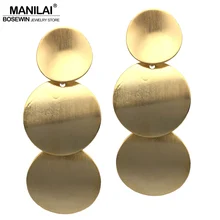 MANILAI, Панк кривые круглые металлические длинные серьги для женщин, модные ювелирные изделия, большие серьги-гвоздики, массивные Серьги Brincos