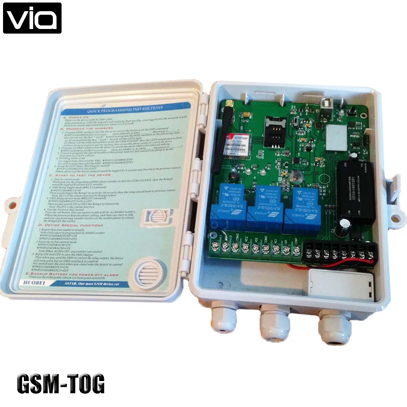 

GSM-TOG Free Shipping GSM Remote Controller and three alarm input port ( Three big power Relay Control )