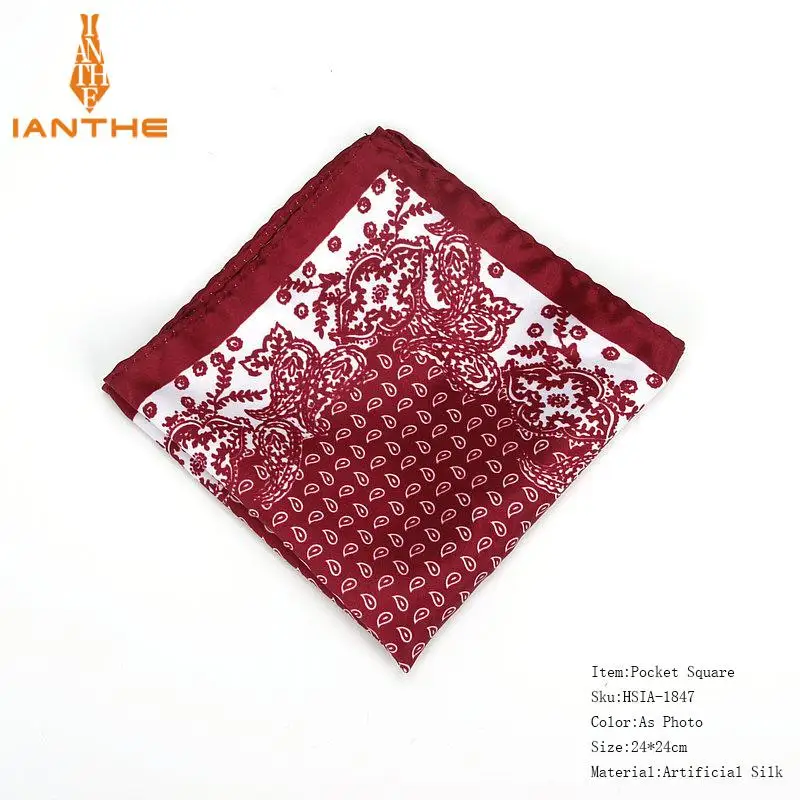 Фирменная Новинка Для мужчин платок Винтаж Пейсли Print Pocket Square мягкие шелковые платки Свадебная вечеринка Бизнес Hanky груди Полотенца подарок - Цвет: IA1847