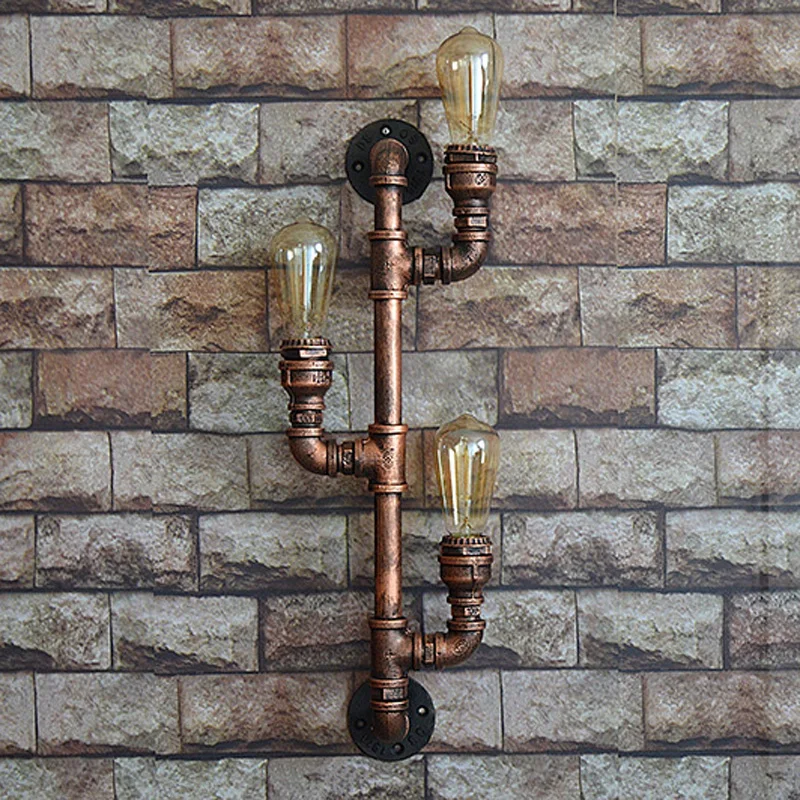 

3 Light Craftman Water Pipe Wall Sconce Industrial Vintage Lighting Wall Light in Antique Bronze Finish Wall Lamp