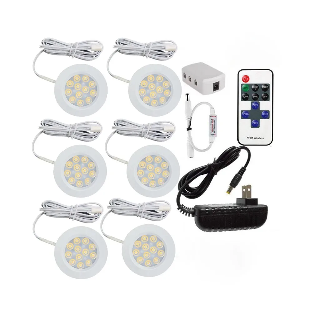 12 V عكس الضوء LED ضوء تحت الكابين كيت الترا رقيقة led مصابيح بك مع جهاز التحكم عن بُعد بالتردادات الرادوية/ اللاسلكية عصا على أضواء المطبخ خزانة