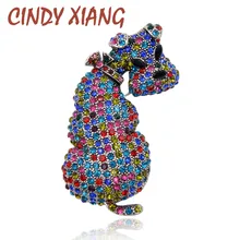 CINDY XIANG New Rhinestone Cute Dog Brooches for Women Animal Large Brooch Pins Winter Dress Accessories Fashion Jewelry Gift