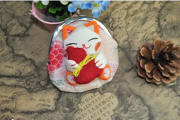 Милый мультяшный чехол для ключей Maneki Neko, сумка для монет, кошелек, кошелек, цвет случайный