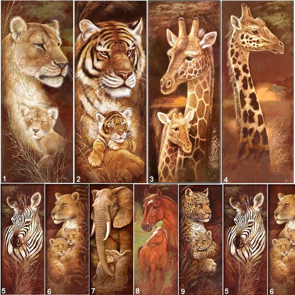 

Tiger Lion Giraffe Full Square Drill DIY 5D Diamond Painting Embroidery Cross Stitch Kits Mosaic Rhinestones Home Living Decor