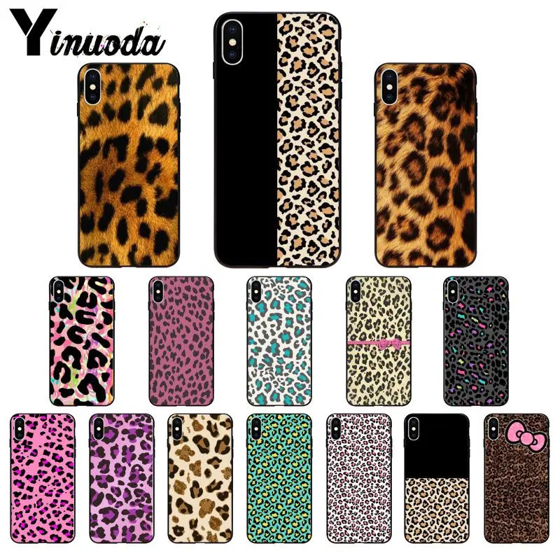 

Yinuoda leopard print TPU black Phone Case Cover Shell for Apple iPhone 8 7 6 6S Plus X XS MAX 5 5S SE XR Cover