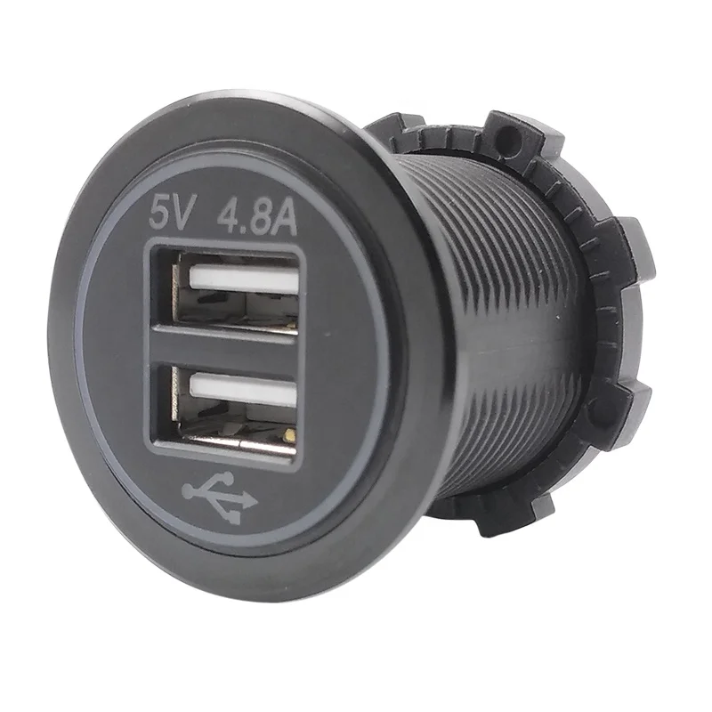 Новый 5 в 4.8A пластиковый двойной USB зарядное устройство для автомобиля мотоцикла