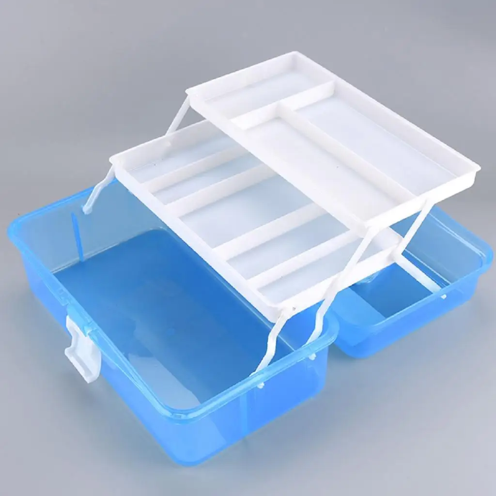 12 inch Plastic Art Supply Craft Storage Tool Box, Semi-clear with Two Trays
