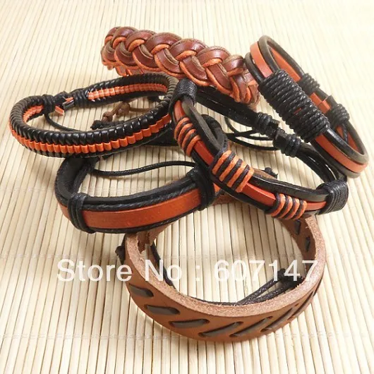 Мужские кожаные браслеты ручной работы 6 шт.|pulseira masculina|mens leather braceletsmens bracelets wholesale |