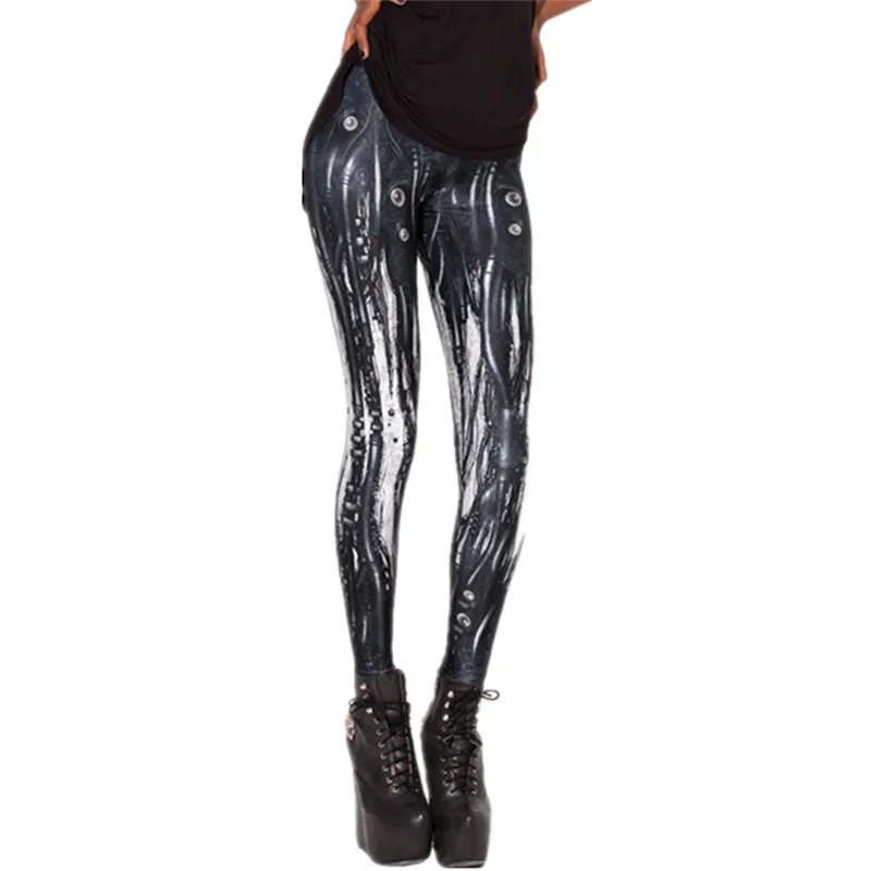 

DOUBCHOW Women Elastic High Waist 3D Printed Leggings 2017 New Maiden Spandex Pants Robot Halloween Skinny Pants Plus Size 3XL