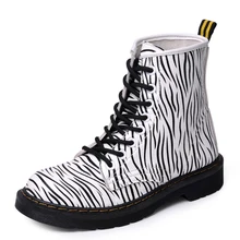 New Autumn Boots Women Sexy Zebra Texture Cowboy Women Martin Boots Fashion Soft Leather Graffiti Casual Female Mujer